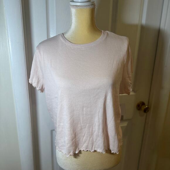 NWT BP Ribbed Baby Cropped Short Sleeve T-shirt In Pink Creole Size 2X - Picture 1 of 10